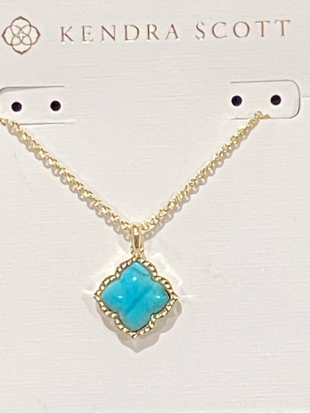 KENDRA SCOTT “MALLORY” GOLD PENDANT NECKLACE IN VARIEGATED TURQUOISE